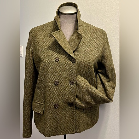 NWOT RALPH LAUREN Lamb’s Wool Bomber Jacket Cropped Double Breasted - Picture 3 of 13